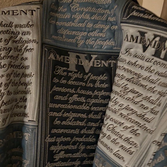 Fifhty Cent Amendment IV Stylish Men's Blue and Gray Bomber Jacket - Picture 6 of 7